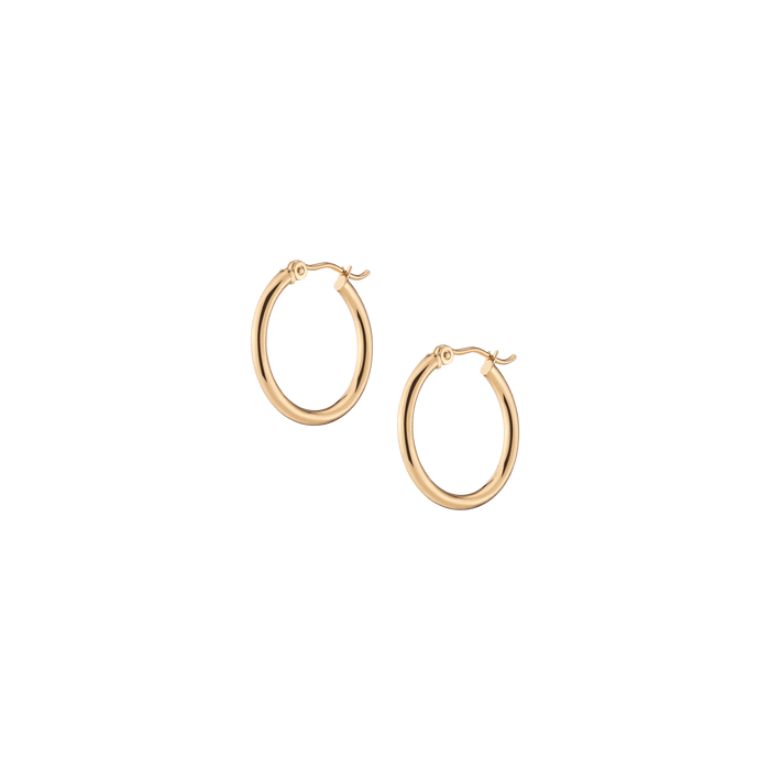 Gold Hoop Earrings - 2mm (20mm)
