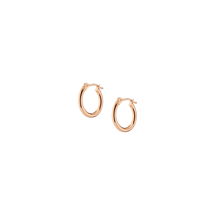 Gold Hoop Earrings - 2mm 14k Rose Gold Pair Single 15mm