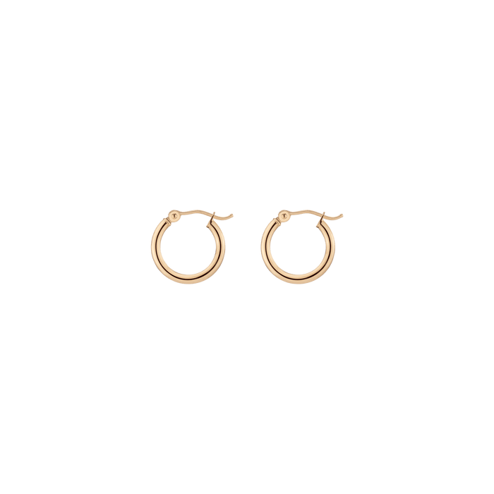 Gold Hoop Earrings - 2mm 14k Yellow Gold Pair Single 15mm