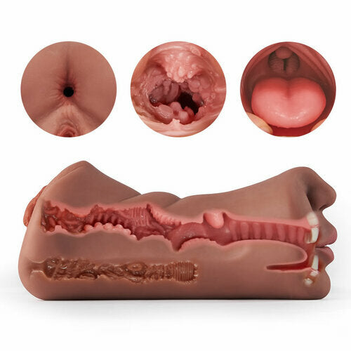 Three Channel Mouth Vaginal Anal Pocket Pussy detail and inside