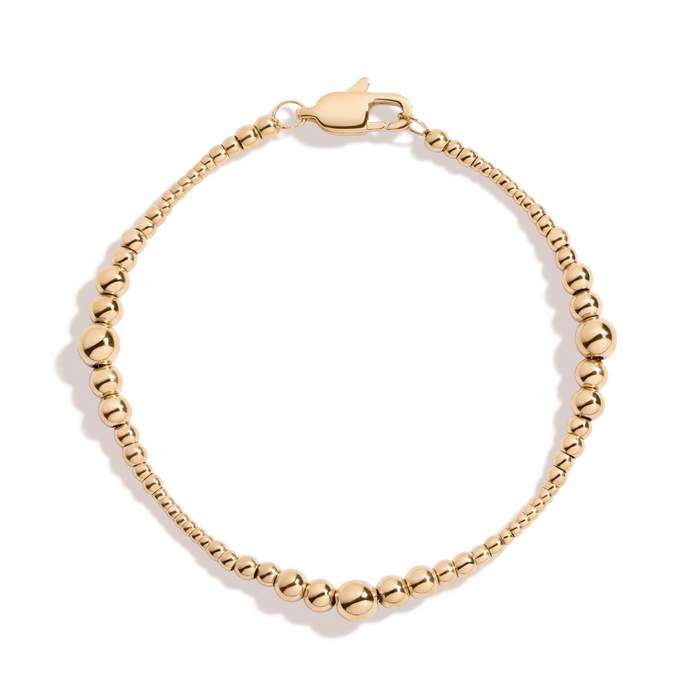 Graduated Ball Chain Bracelet Stainless Steel Yellow Gold 6.5in 7in 7.5in First