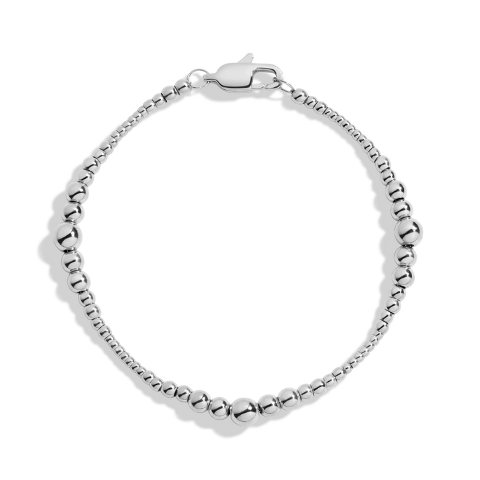 Graduated Ball Chain Bracelet Stainless Steel White Gold 6.5in 7in 7.5in First