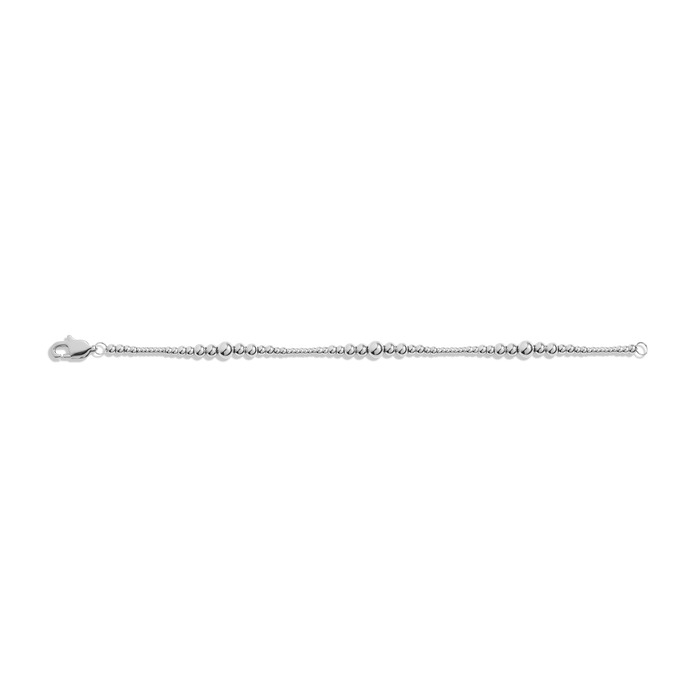 Graduated Ball Chain Bracelet Stainless Steel White Gold 6.5in 7in 7.5in