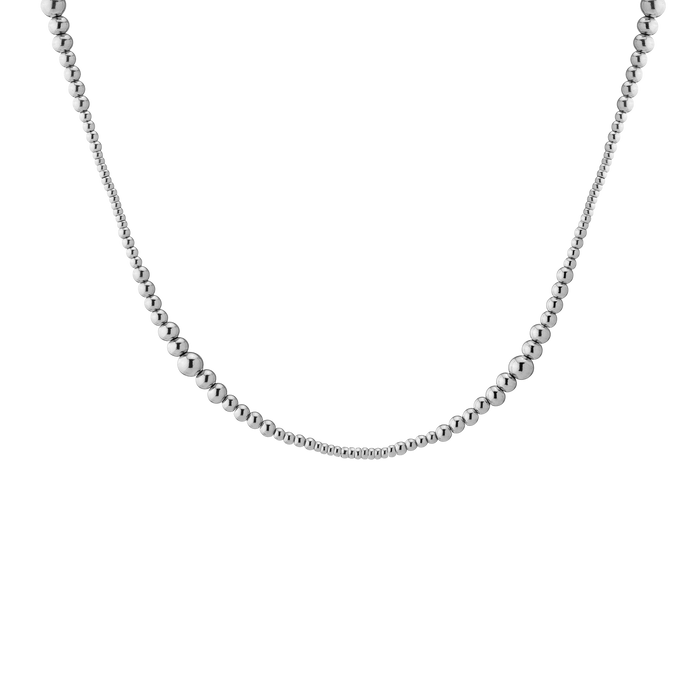 Graduated Ball Chain Necklace Stainless Steel White Gold 16in First