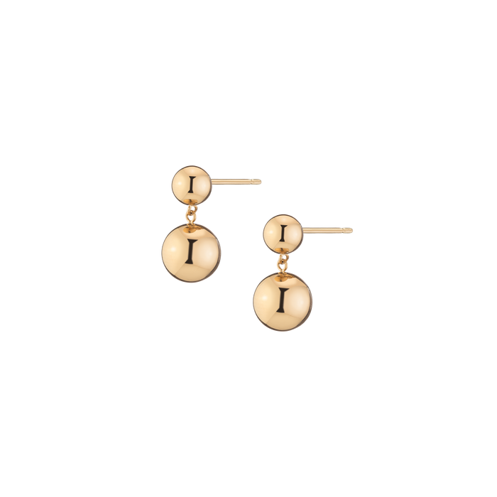Graduated Ball Drop Earrings Stainless Steel Yellow Gold First