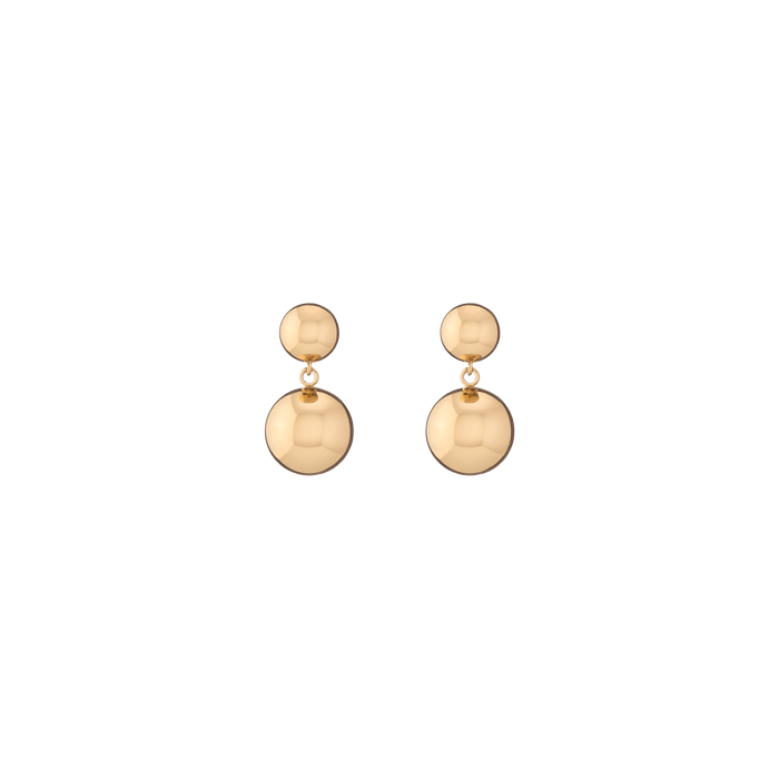 Graduated Ball Drop Earrings Stainless Steel Yellow Gold