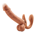 Greedy - 9 Telescopic Vibrating Strap-On with Adjustable Clitoral Stimulation and Lifelike Double-Ended Dildo