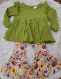 Green Floral bell 2pc