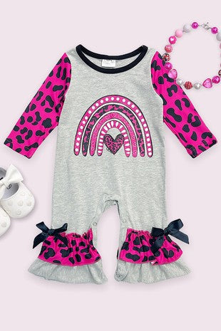 Grey Pink Rainbow romper
