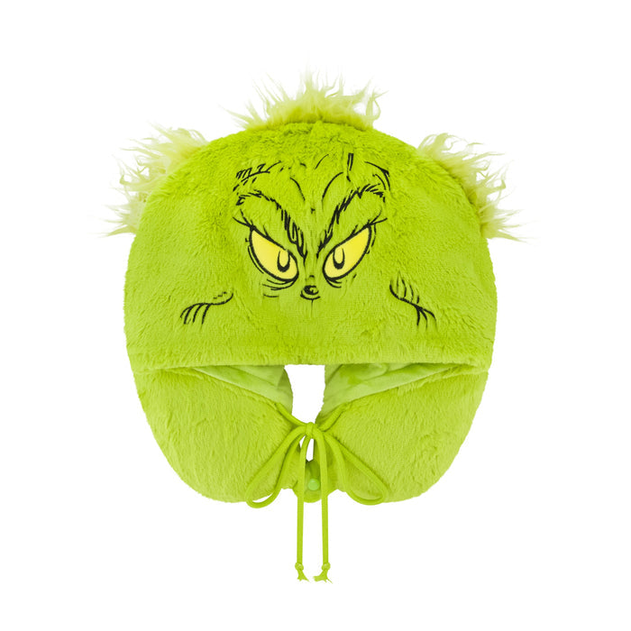 Grinch Face Hooded Fur Neck Pillow