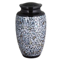 Hand crafted mosaic black adult urn cremation supplies and equipment product