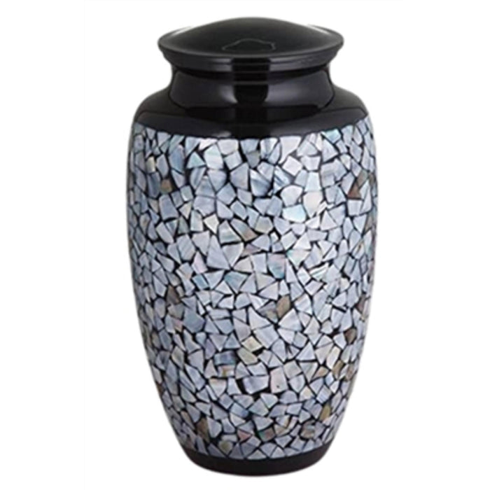 Hand crafted mosaic black adult urn cremation supplies and equipment product