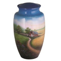 Hand painted urn-country scene cremation supplies and equipment product