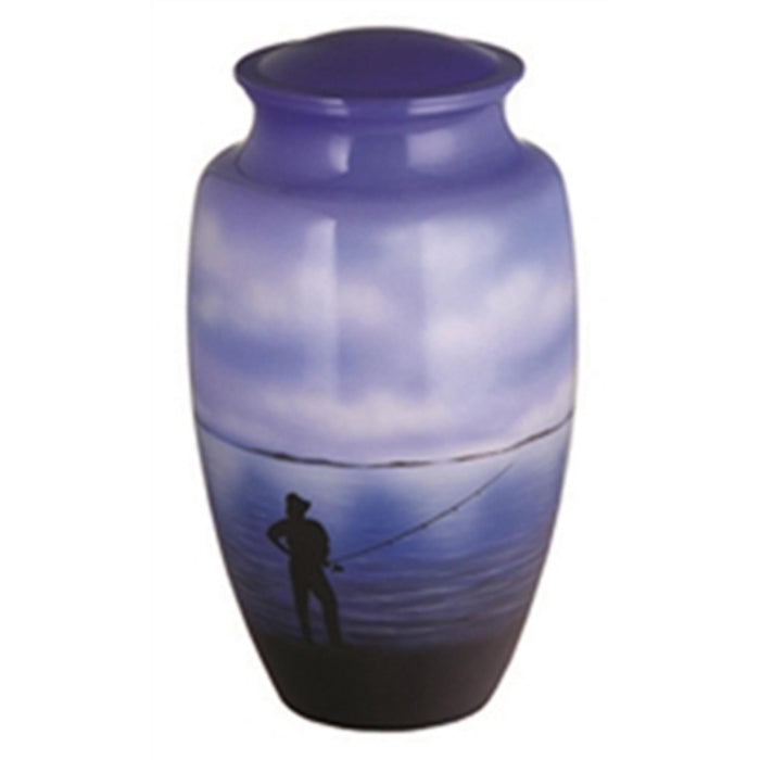 Hand painted urn-fisherman cremation supplies and equipment product