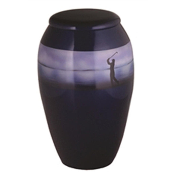 Hand painted urn-golf scene cremation supplies and equipment product