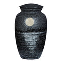 Hand painted urn-moon matte black keepsake cremation supplies and equipment product