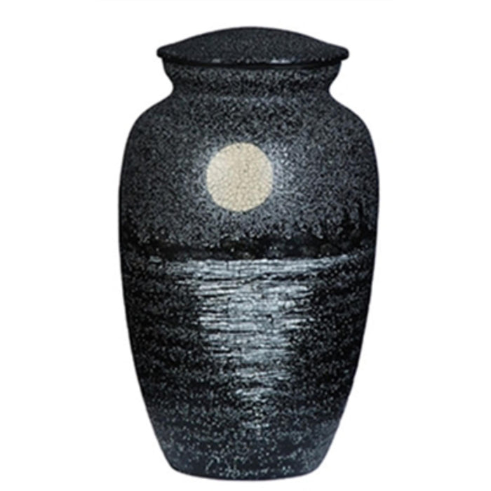 Hand painted urn-moon matte black keepsake cremation supplies and equipment product
