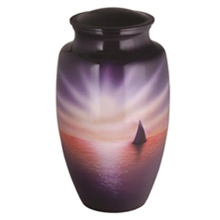 Hand painted urn-sailboat at sunset cremation supplies and equipment product