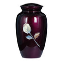 Handcrafted purple urn with mother of pearl rose inlay cremation supplies and equipment product