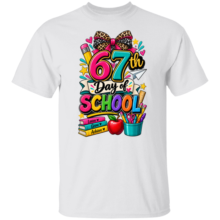 67th day of school teacher T-shirt white