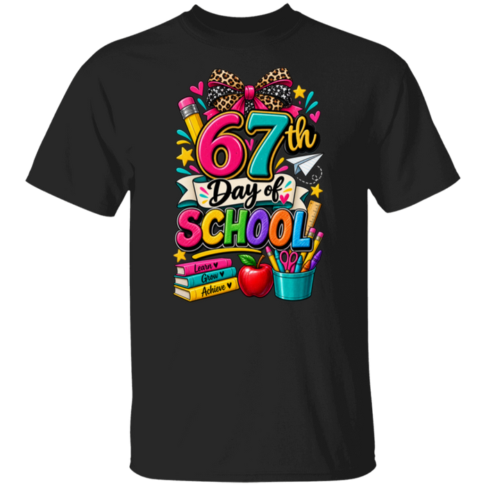 67th day of school teacher T-shirt black