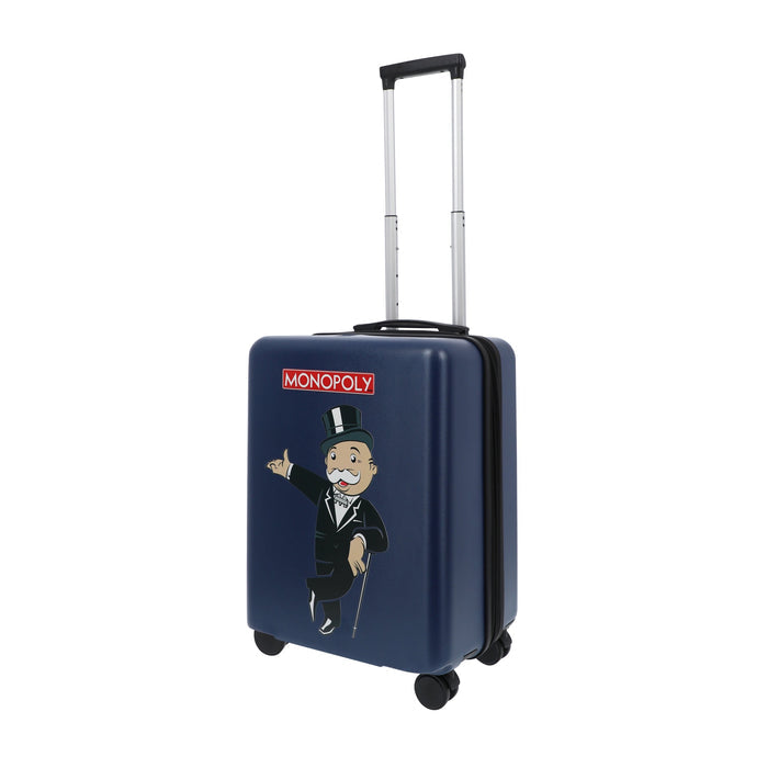 22.5" Navy blue Hasbro Monopoly carry-on spinner suitcase rolling luggage by Ful