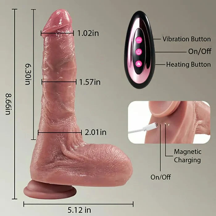HAT - 4IN1 Small Glans Thick Shaft Big Ball 7 Thrusting Swinging 10 Vibrating Heating Lifelike Dildo 8.66 Inch