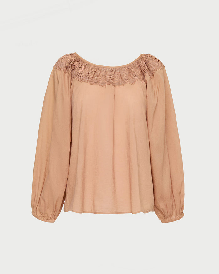 Hattie cotton top in light brown.