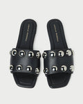 Hayes Studded Sandal in Black/Silver leather.