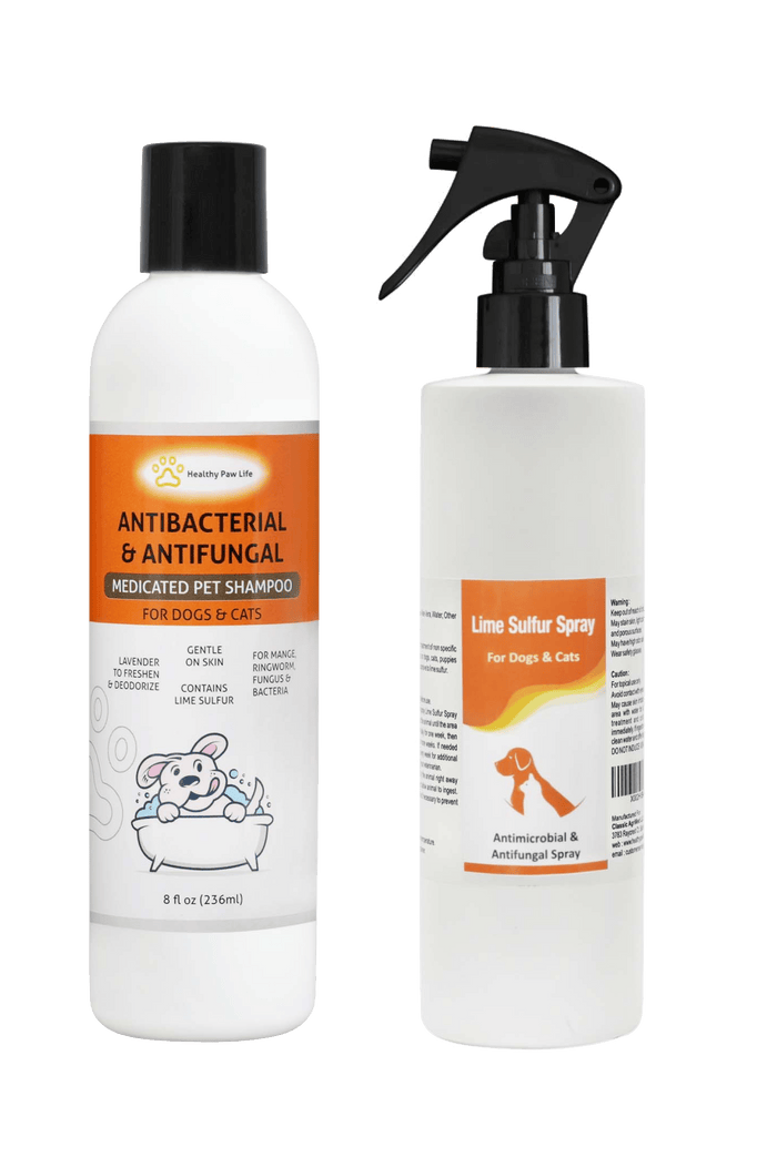 Healthy Paw Life Lime Sulfur Pet Shampoo  and Spray 8 oz each - 2 Piece Set