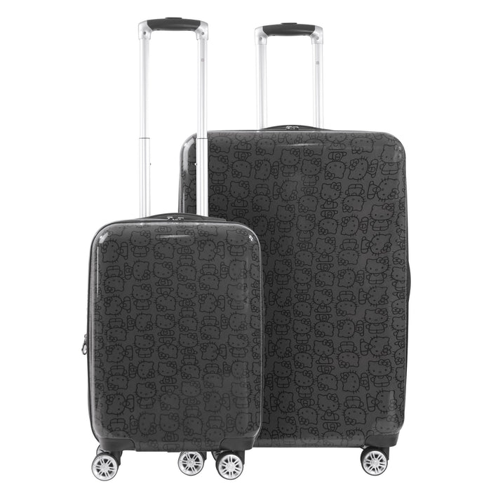 Hello Kitty All Over Print Hard-sided Pink Spinner Luggage 2 pc Set, Black