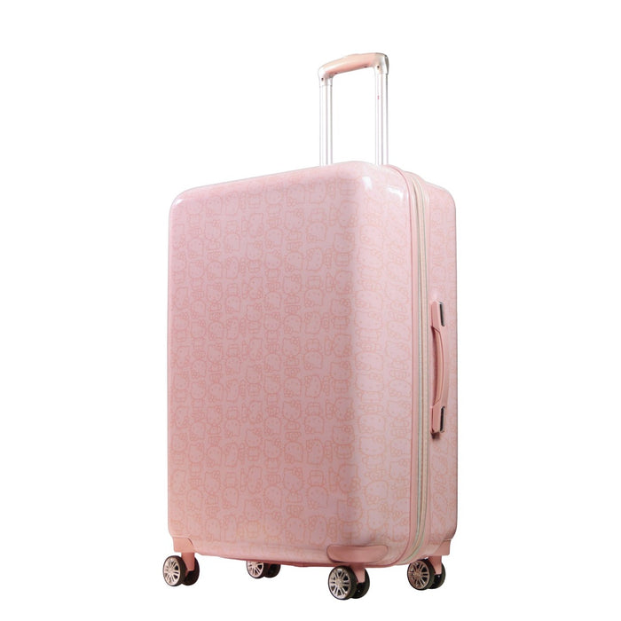 Hello Kitty Pose All Over Print 29.5 inch Hard-Sided Luggage Pink Checked Spinner Suitcase Ful