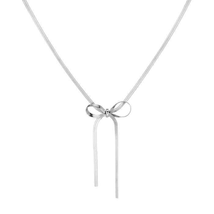 Herringbone Bow Choker Vermeil White Gold 14in 16in First
