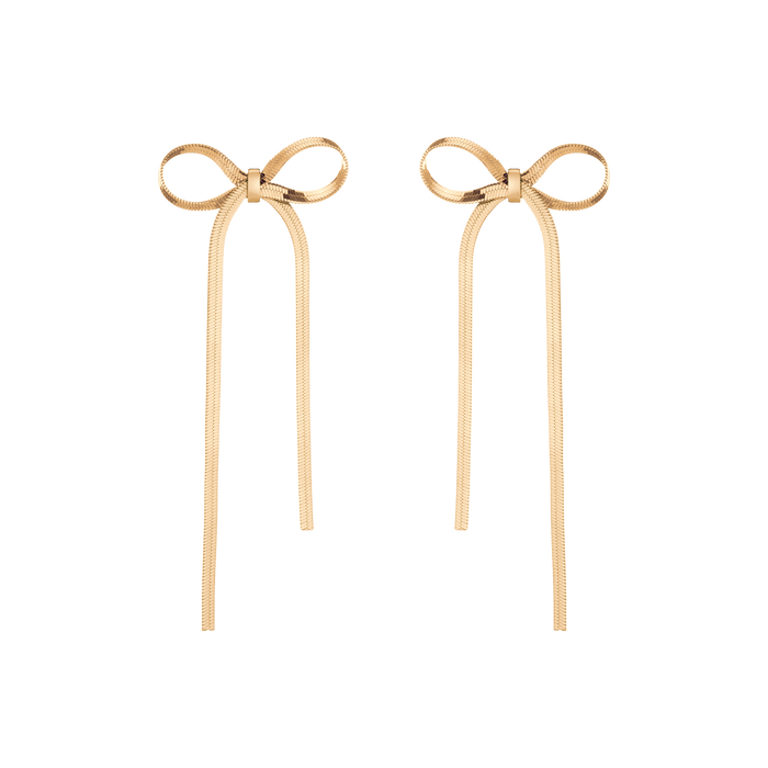 Herringbone Bow Earrings Vermeil Yellow Gold First