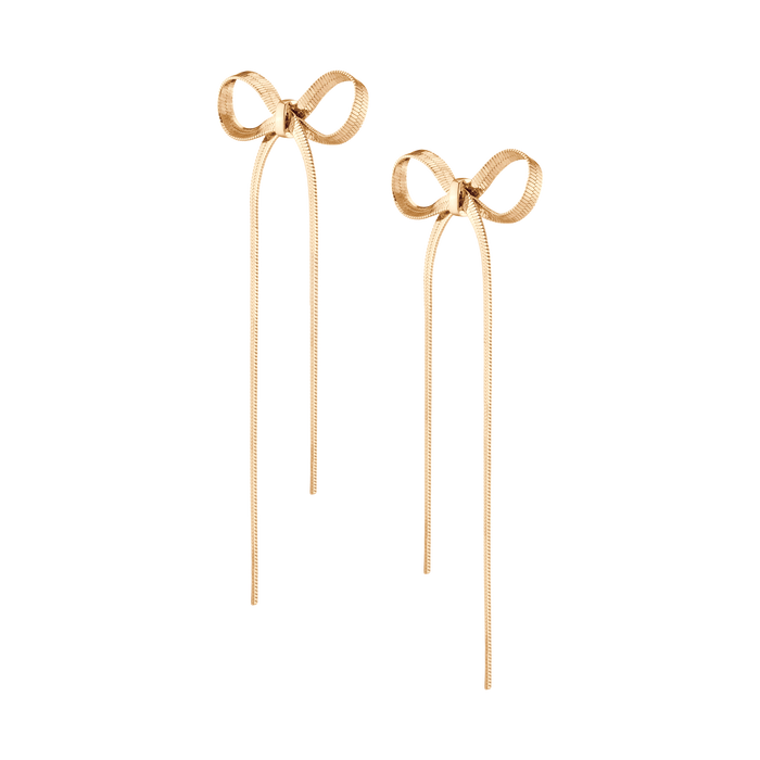 Herringbone Bow Earrings Vermeil Yellow Gold