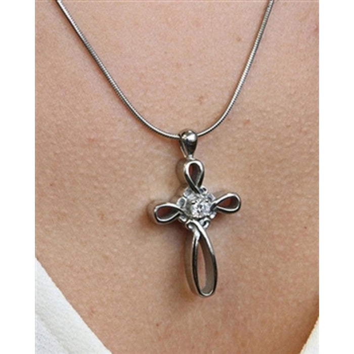 INFINITY CROSS CREMATION PENDANT-PEWTER