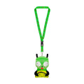 Green adorable Invader Zim Plush Lanyard featuring quirky sidekick GIR holding a taco. Perfect for fans who want to showcase their passion while staying organized!