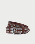 Isaac Espresso/Silver Studded Belt in espresso brown leather with silver studs.