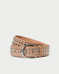 Isaac Honey/Silver Studded Belt in honey leather with silver studs.