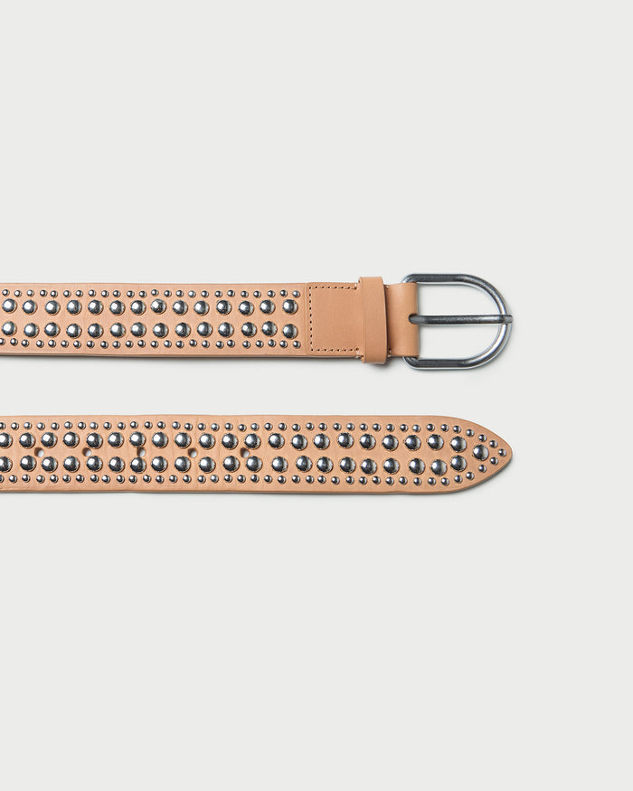 Isaac Honey/Silver Studded Belt in honey leather with silver studs.