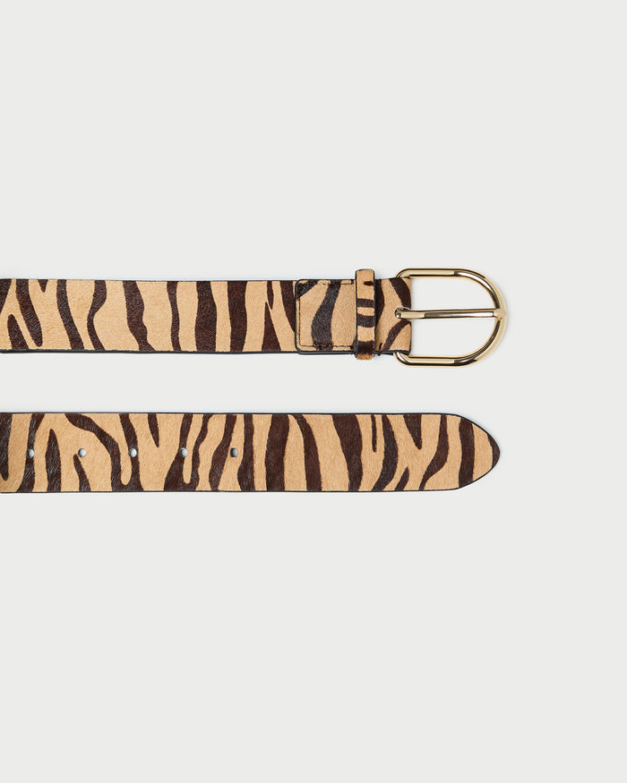 Isaac Zebra Belt in zebra calf hair.