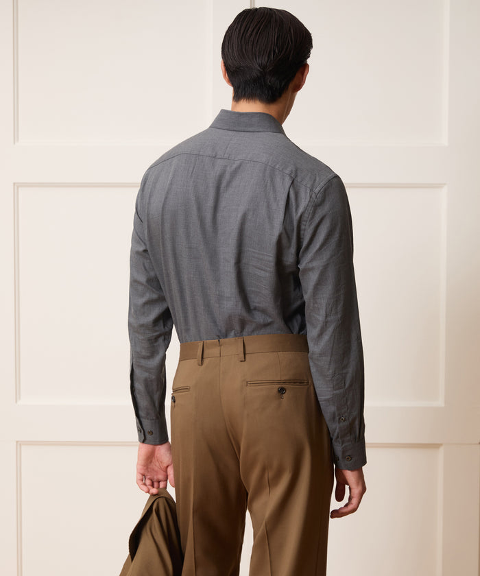 Italian Featherweight Flannel Long Point Collar Dress Shirt
