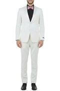 Ivory hybrid fit 2 piece men's tuxedo with satin notch lapel
