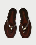 Jovie Brown Jelly Flip Flop in brown jelly with gold accent.