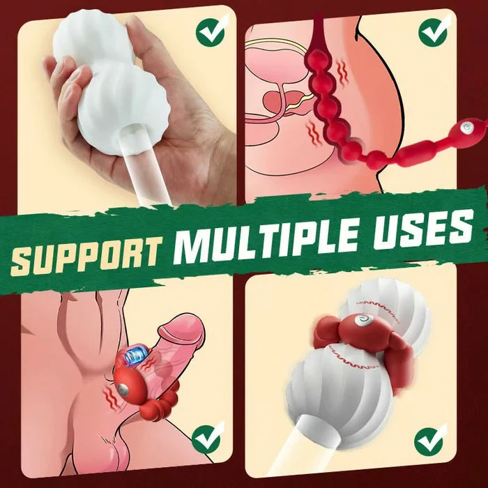 Joyce - Heating & Vibrating Manual Masturbator 3D Textured Vagina Anal Beads