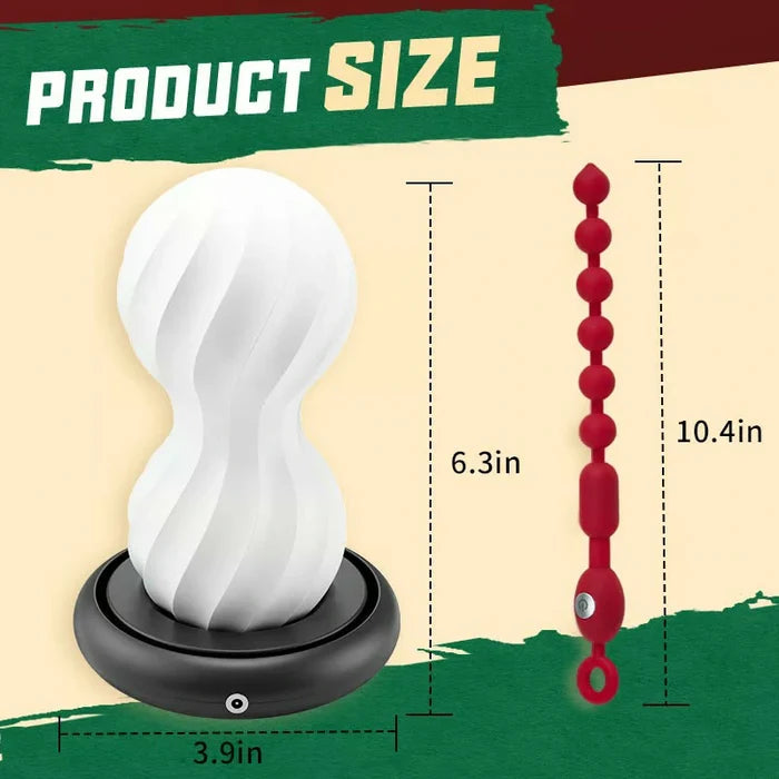 Joyce - Heating & Vibrating Manual Masturbator 3D Textured Vagina Anal Beads