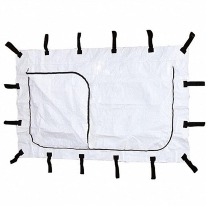 Jumbo emergency pouch-white curved zipper used in funeral service operations, from lynch supply