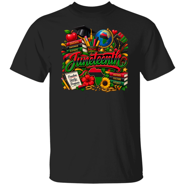 Juneteenth teacher and school staff celebration T-shirt black