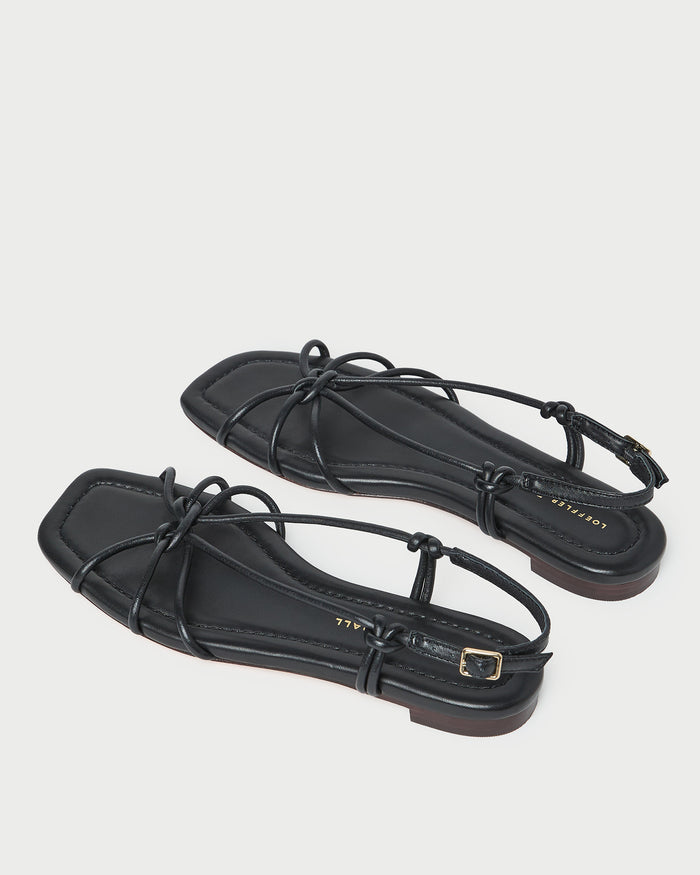 Karly Black Leather Strappy Sandal in black nappa leather.