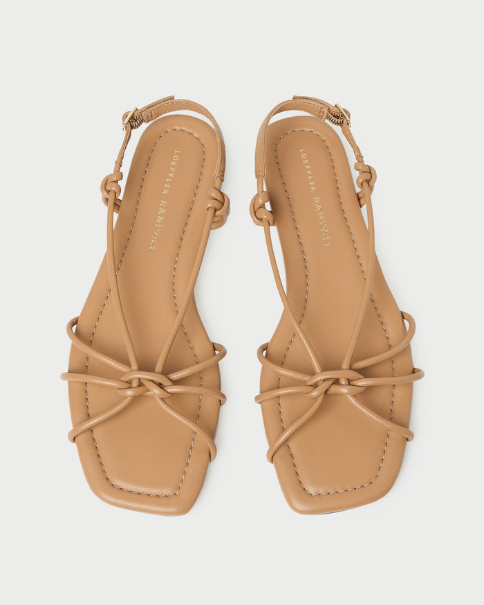 Karly Dune Leather Strappy Sandal in dune nappa leather.